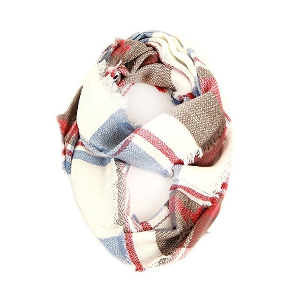 Plaid Tartan Checker Block Infinity Scarf