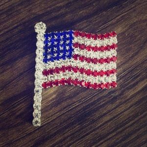 5 for $25 Sale ! American Flag Rhinestone Brooch