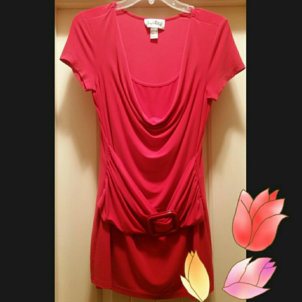 Red Tunic Blouse - Perfect for office or night out