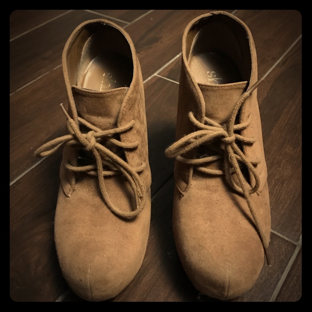 Tan suede booties