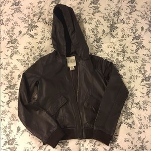 Leather bomber jacket