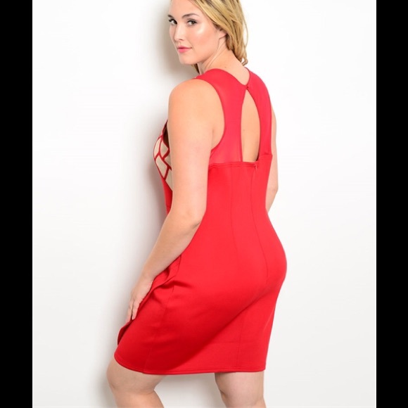 Plus Size 1X, 2X, 3X Beautiful Red Dress - Picture 2 of 2