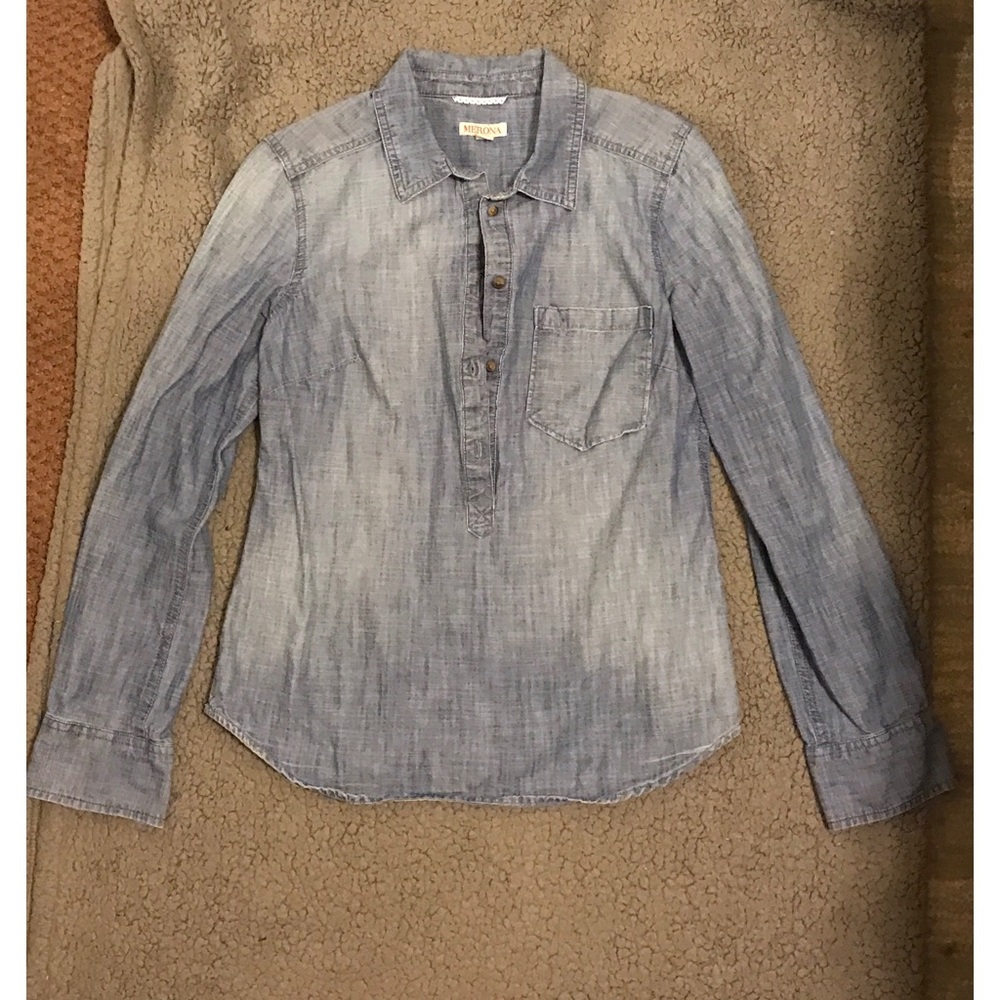 Casual Collared Jean Blouse