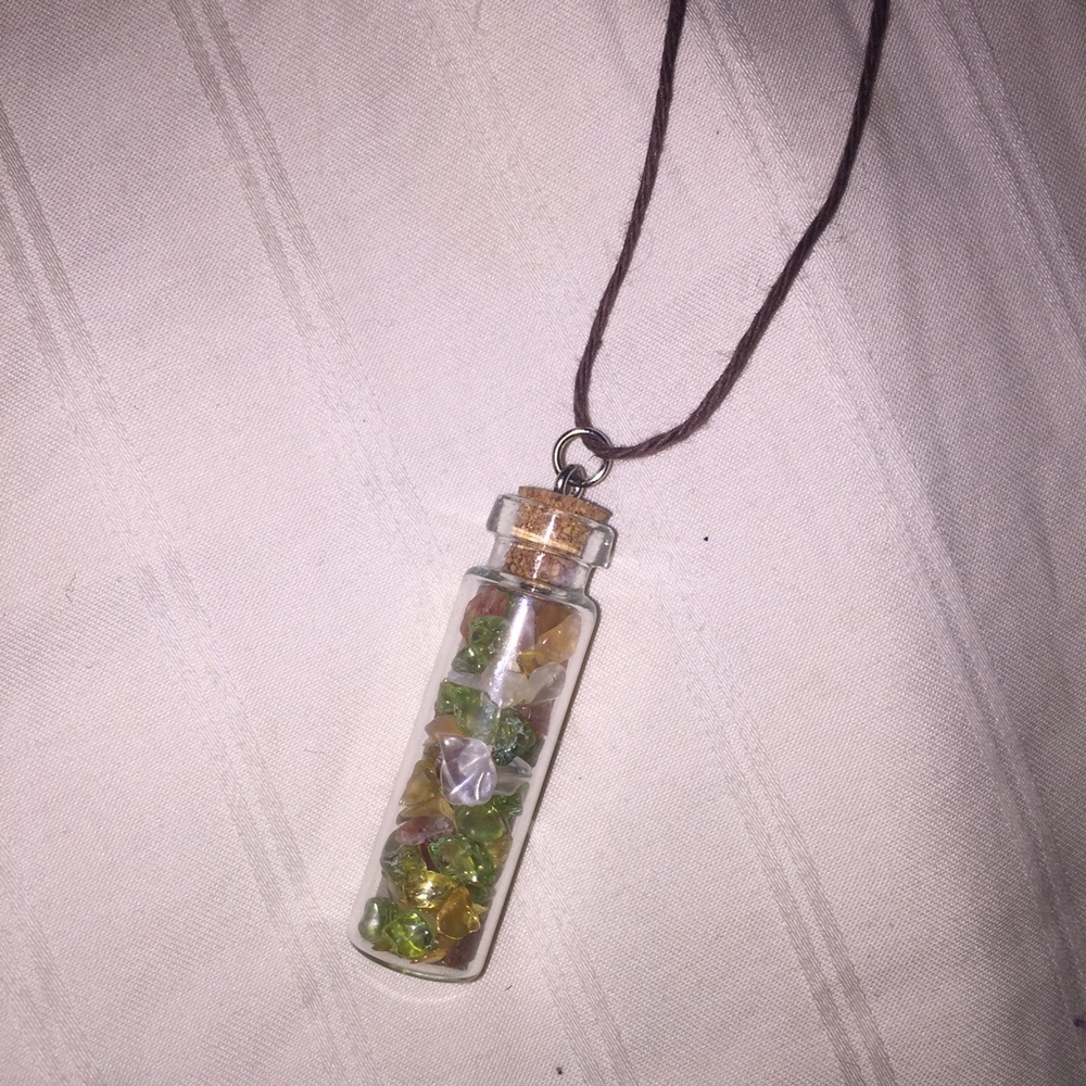 Handmade gems in bottle necklace