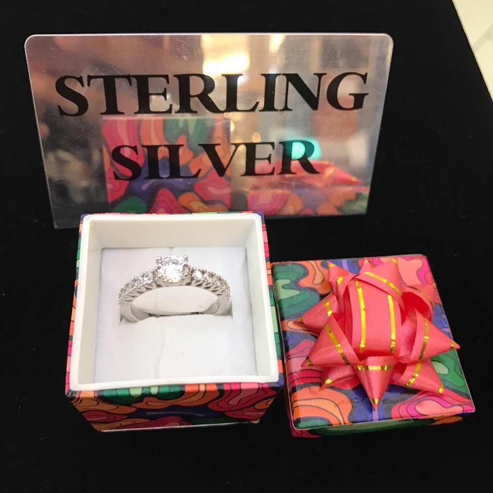 100% Sterling Silver Round Engagement Ring