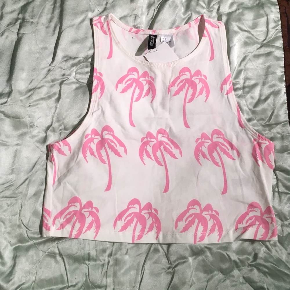 🌴NWT🌴H&M Cropped Palm Trees Tank