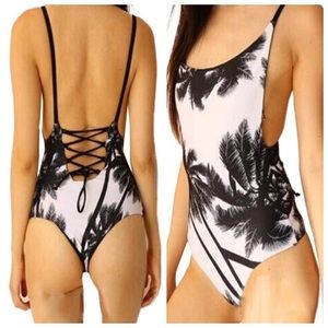 Palm tree one piece swimsuit