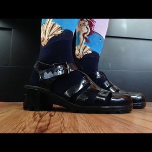 Black Jelly Heeled Sandals