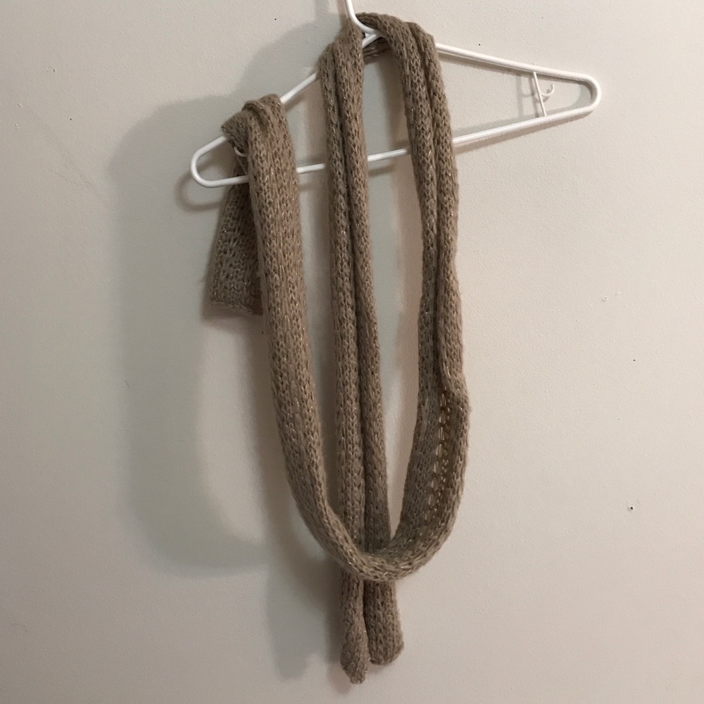 Light brown sparkly knit scarf