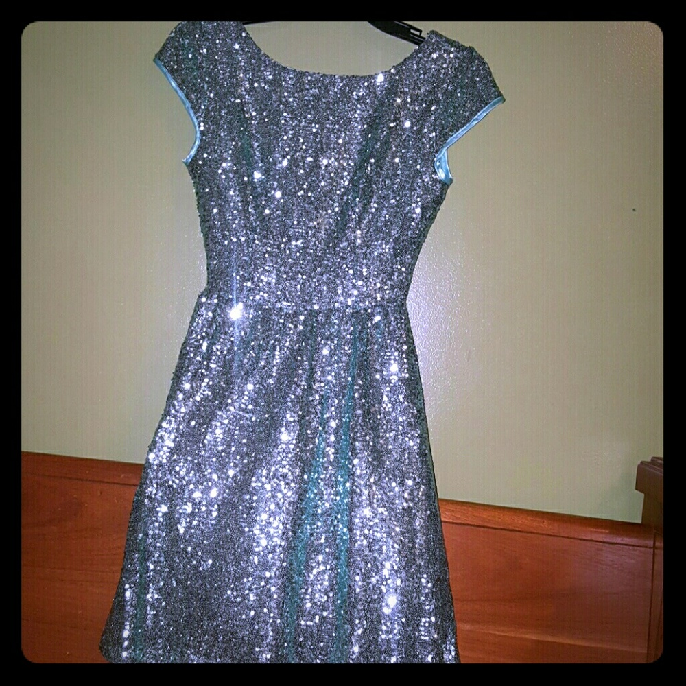 Blue Green sequin dress