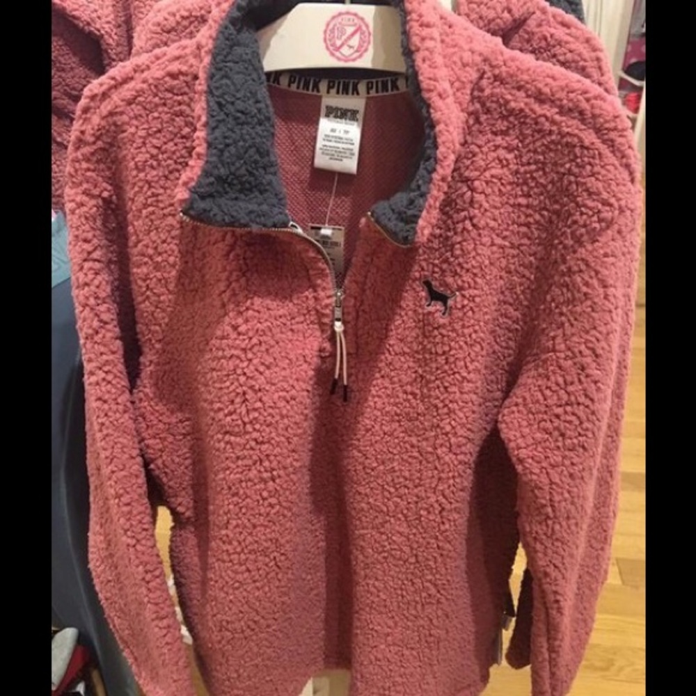 Vs pink sherpa half zip