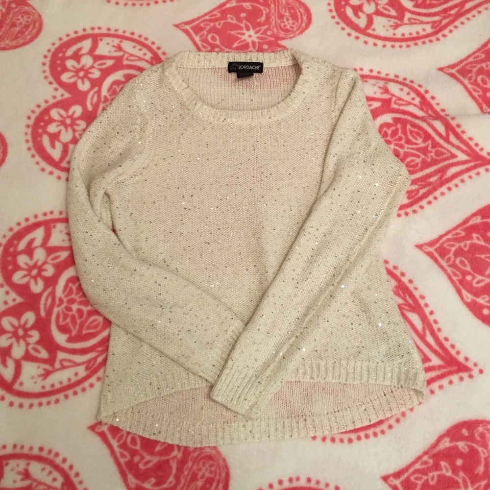A white sparkly Jordache sweater