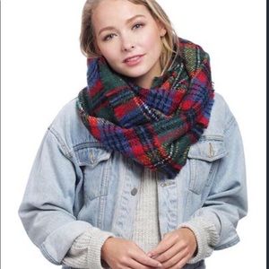 Plaid Tartan Checker Block Infinity Scarf