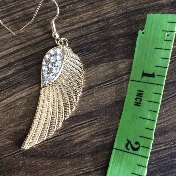5/$25 SALE - Rhinestone Angel Wing Rocker Earrings - Picture 4 of 4