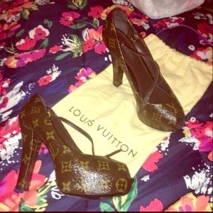 Louis Vuitton patent monogram.