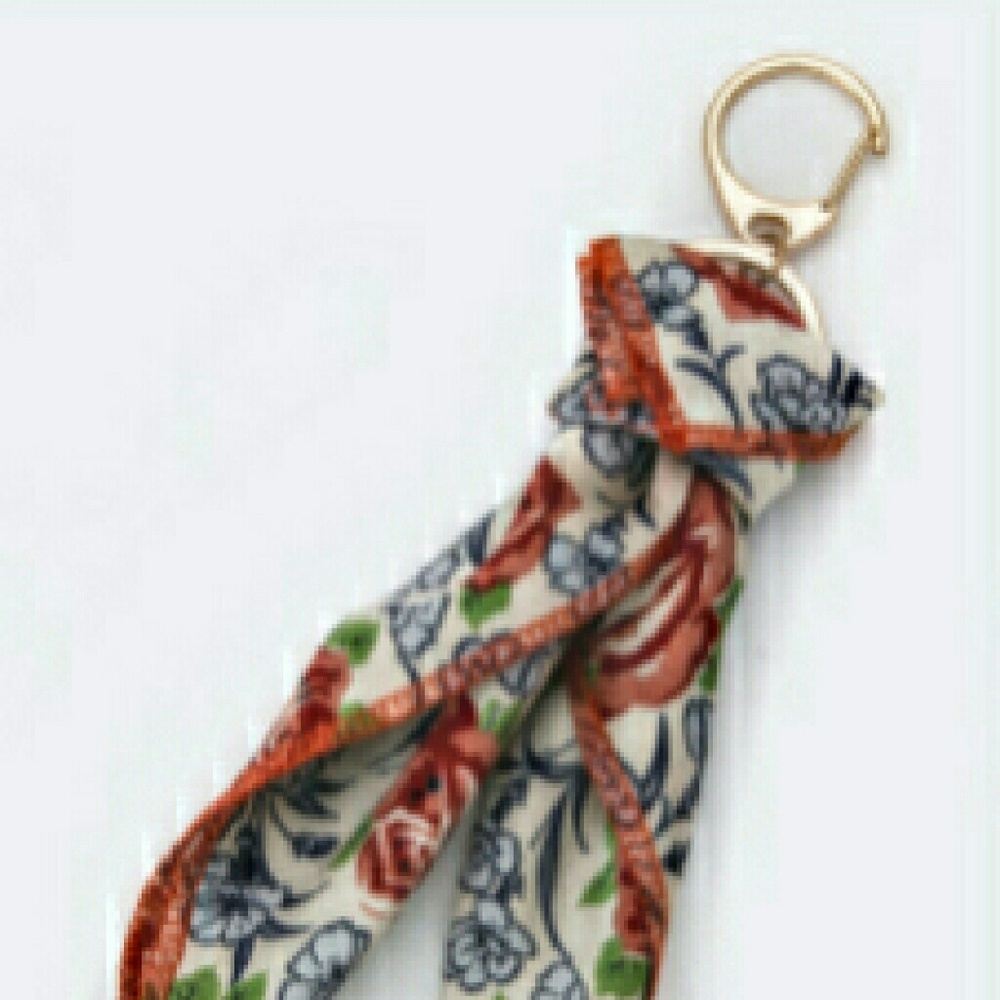 rose silk handkerchief & bag charm