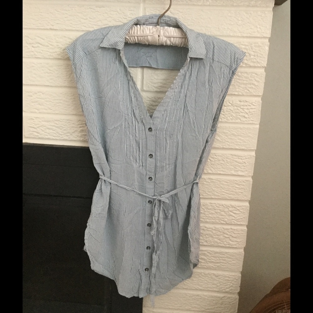 Anthropologie Maeve stripped button down t- shirt