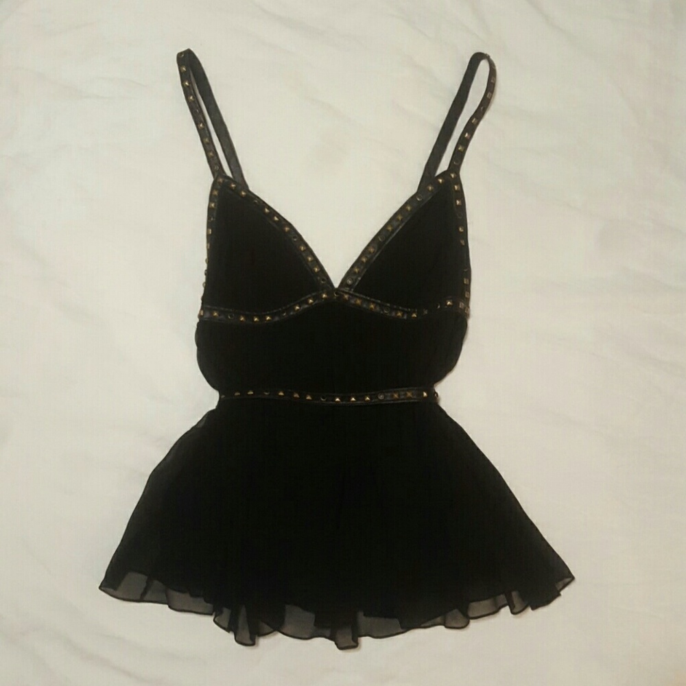 NWOT studded silk top