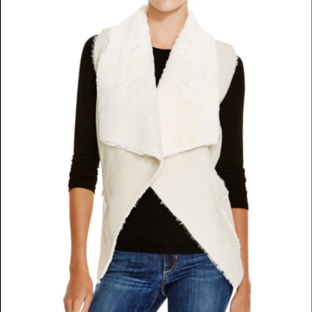 Blank NYC faux shearling drape front vest