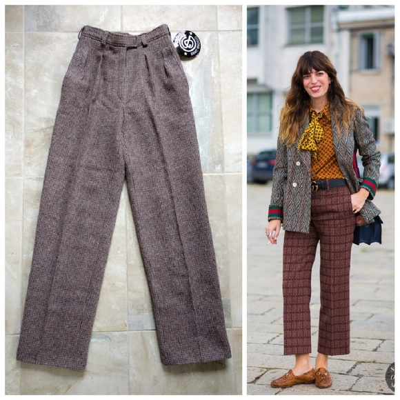 Vintage Pants - VTG Giorgio Sant'Angelo HIGH WAISTED Tweed Pants