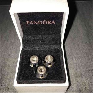 Authentic Black and Gray Glass Pandora Bead