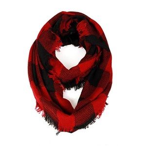 Buffalo Plaid Woven Tartan Block Infinity Scarf