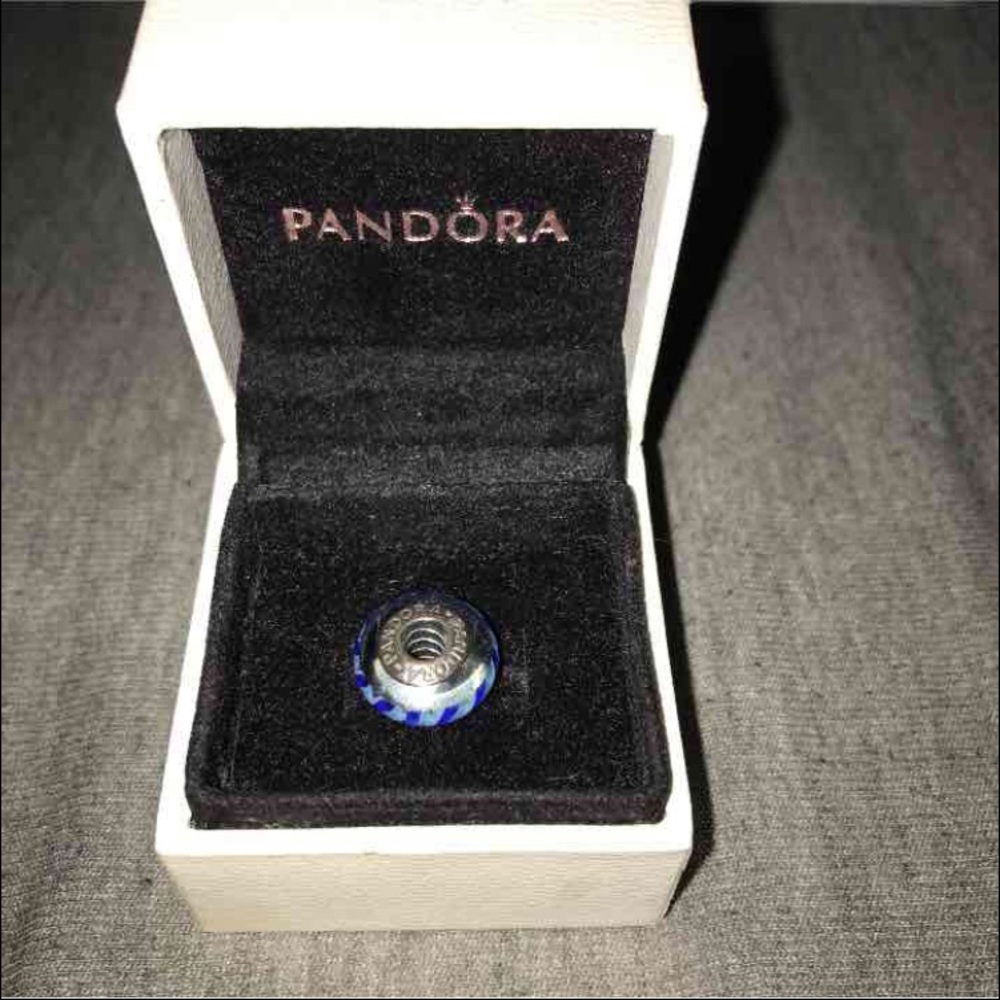 Authentic Blue Striped Glass Pandora Bead