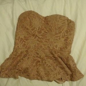 Forever 21 floral stitch strapless top