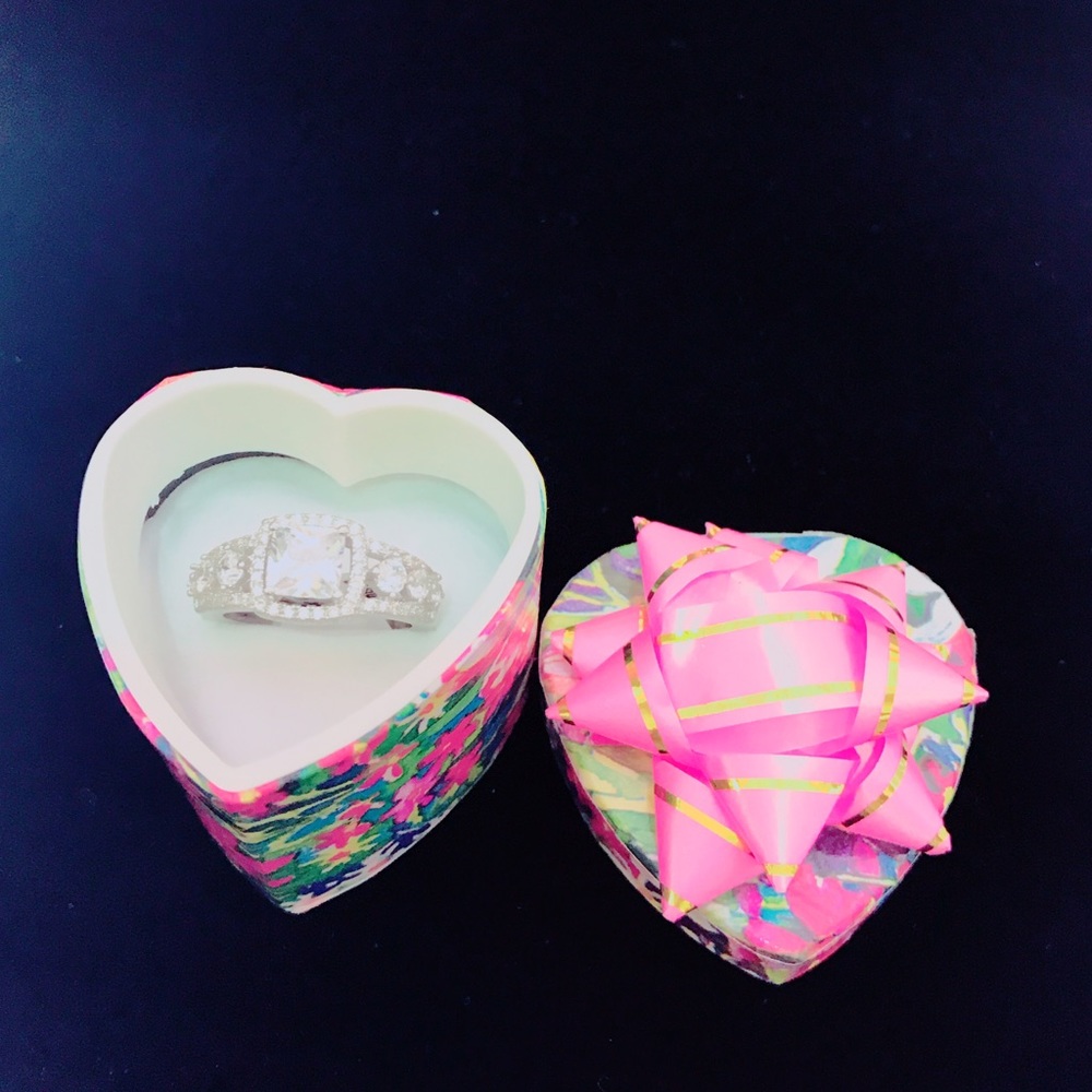 Sterling Silver Round Cut  Engagement Ring