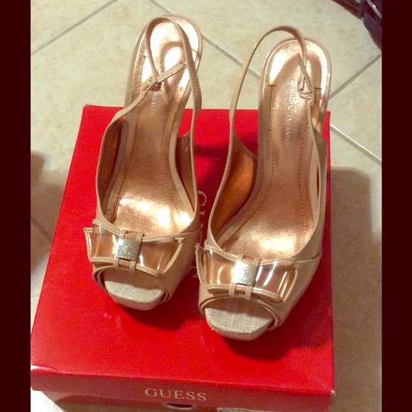 BCBG Gold Platform Heels - Picture 1 of 2