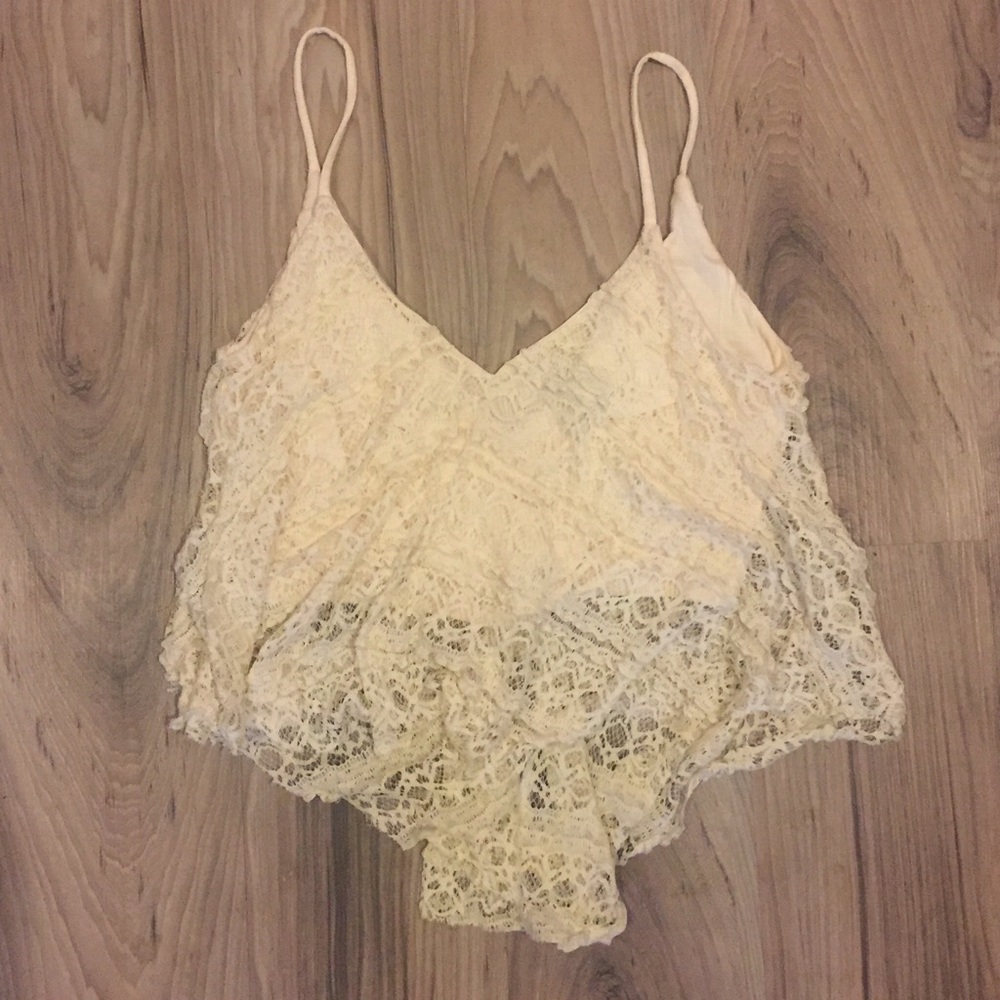 Lace Cropped V Tank