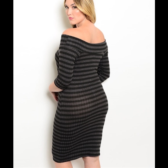 Plus Size 1X, 2X, 3X Striped Body Con Dress! - Picture 2 of 2