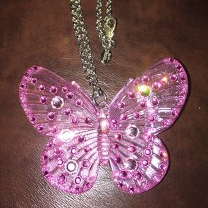Long chain butterfly necklace.