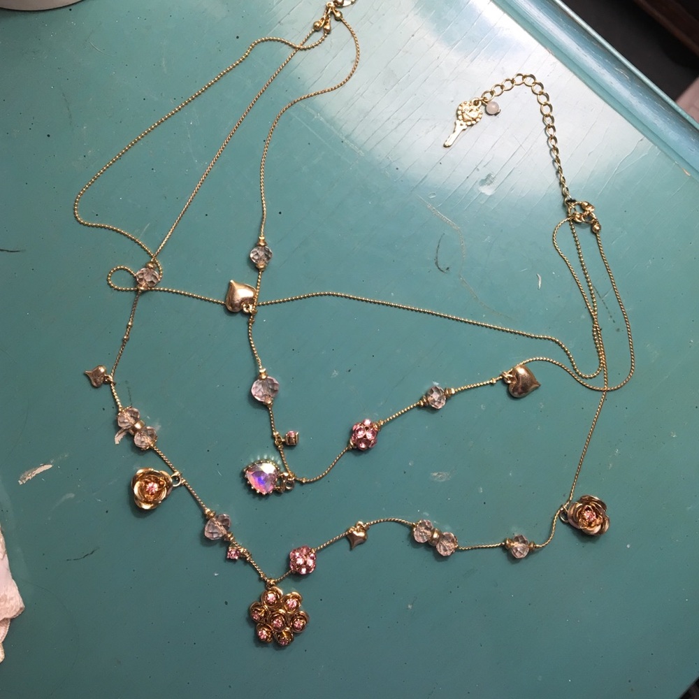 Betsy Johnson pink jeweled necklace