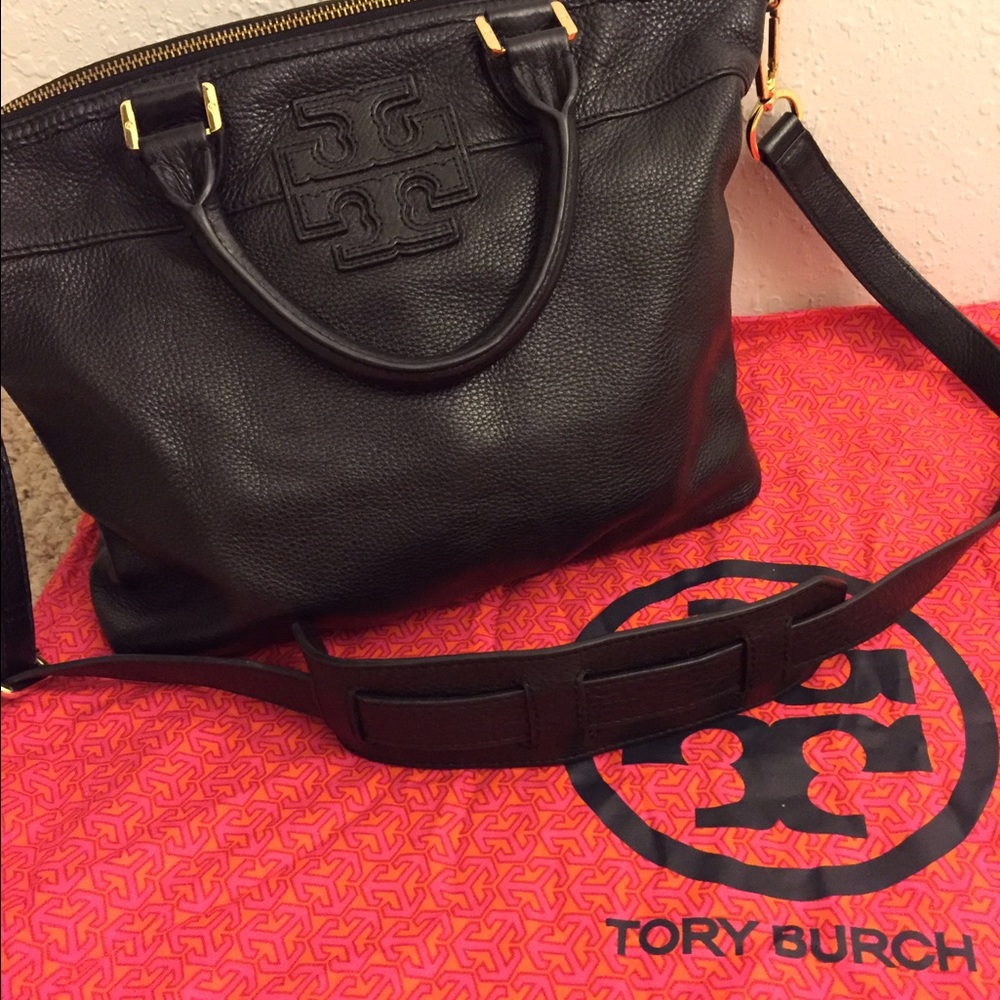 EUC Tory Burch Black Thea Medium Slouchy Bag.