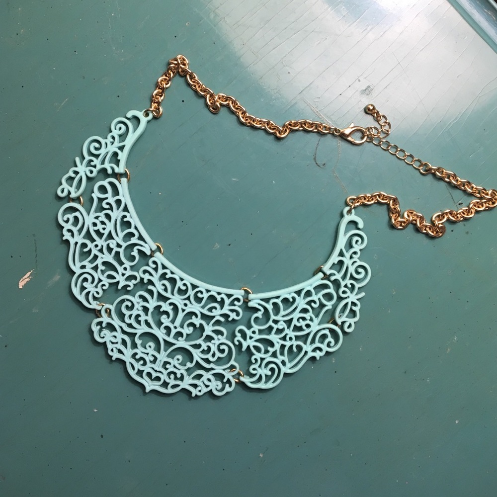 Mint and gold collar necklace