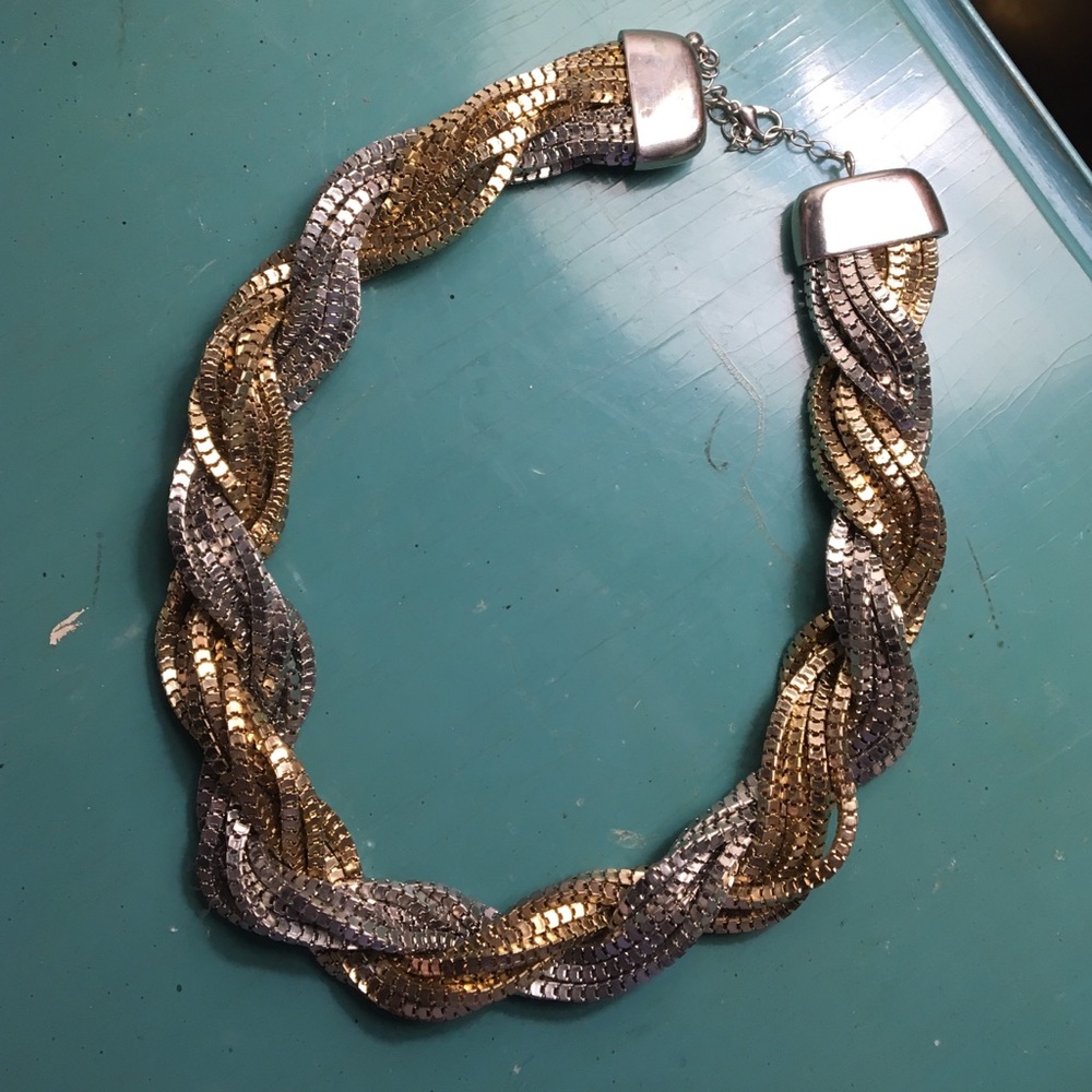 Gold and silver thick braid chain