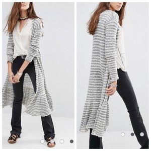 NWT Free People Stripe Longline Wool Cardigan