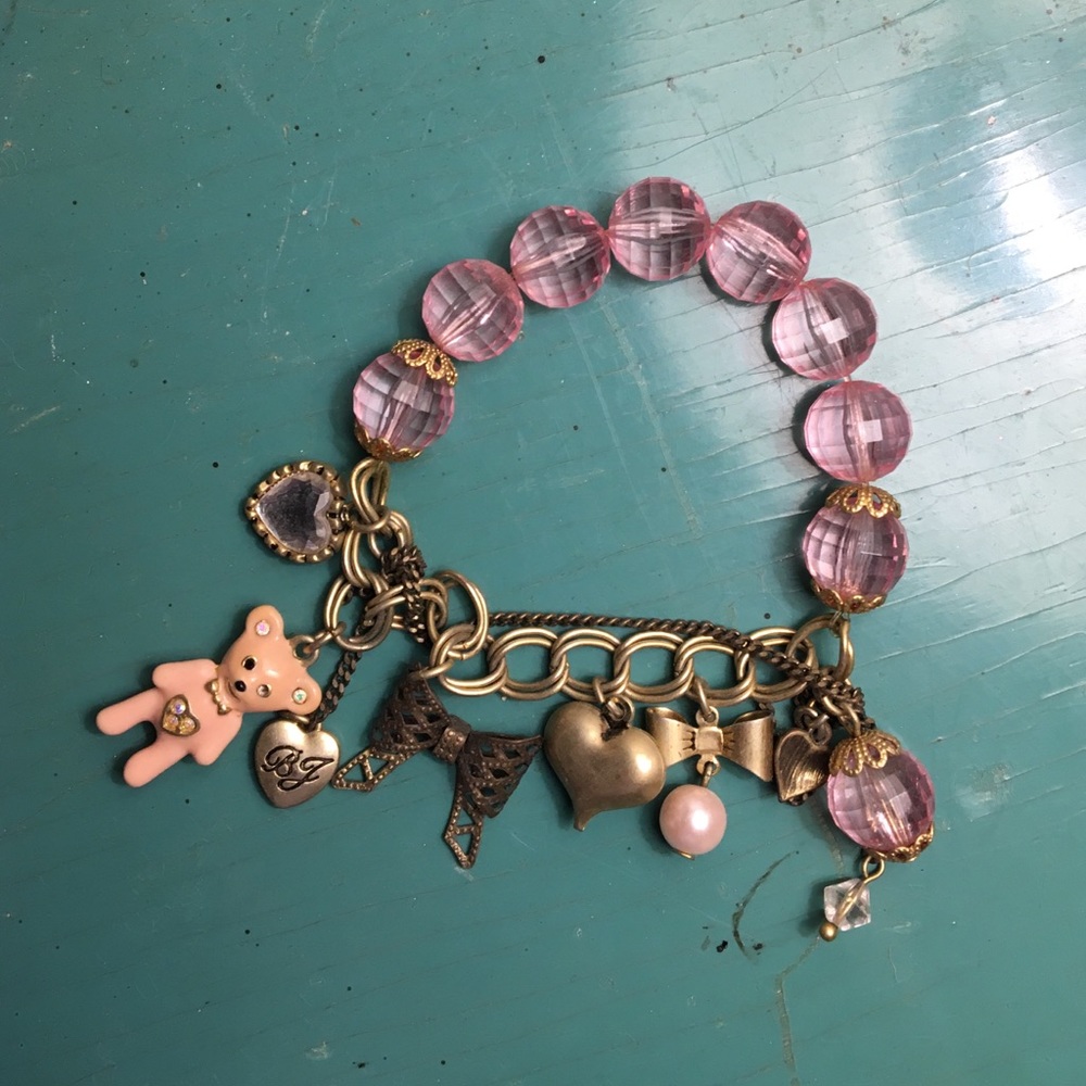 Pink Betsy Johnson teddy bear bracelet