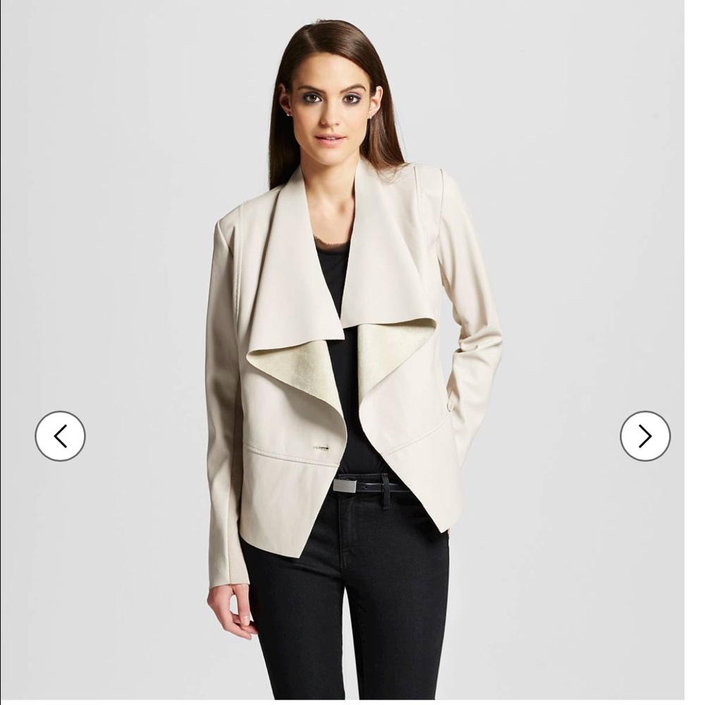 Women's Drape front faux leather jacket