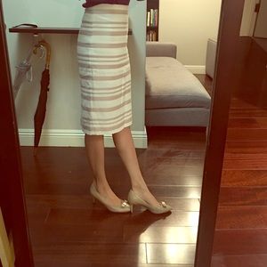 Jcrew cream&light pink stripe pencil skirt US00
