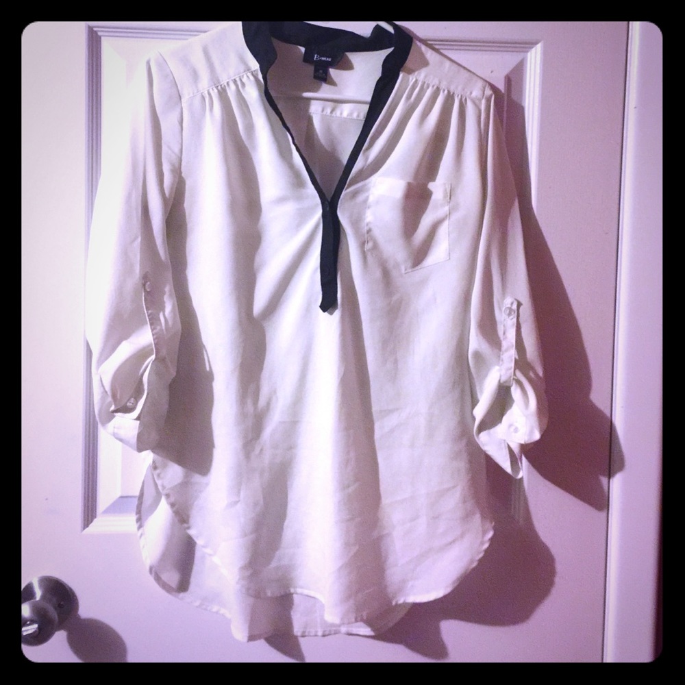 White and black dress blouse