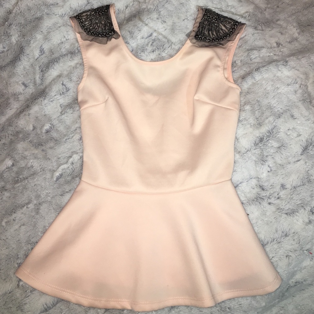 Pale Pink Peplum Top