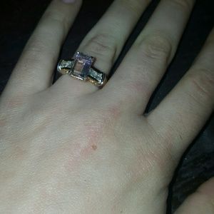 Purple and cubic zirconia ring