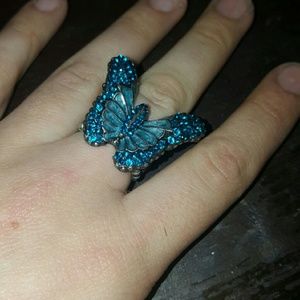 Blue butterfly ring