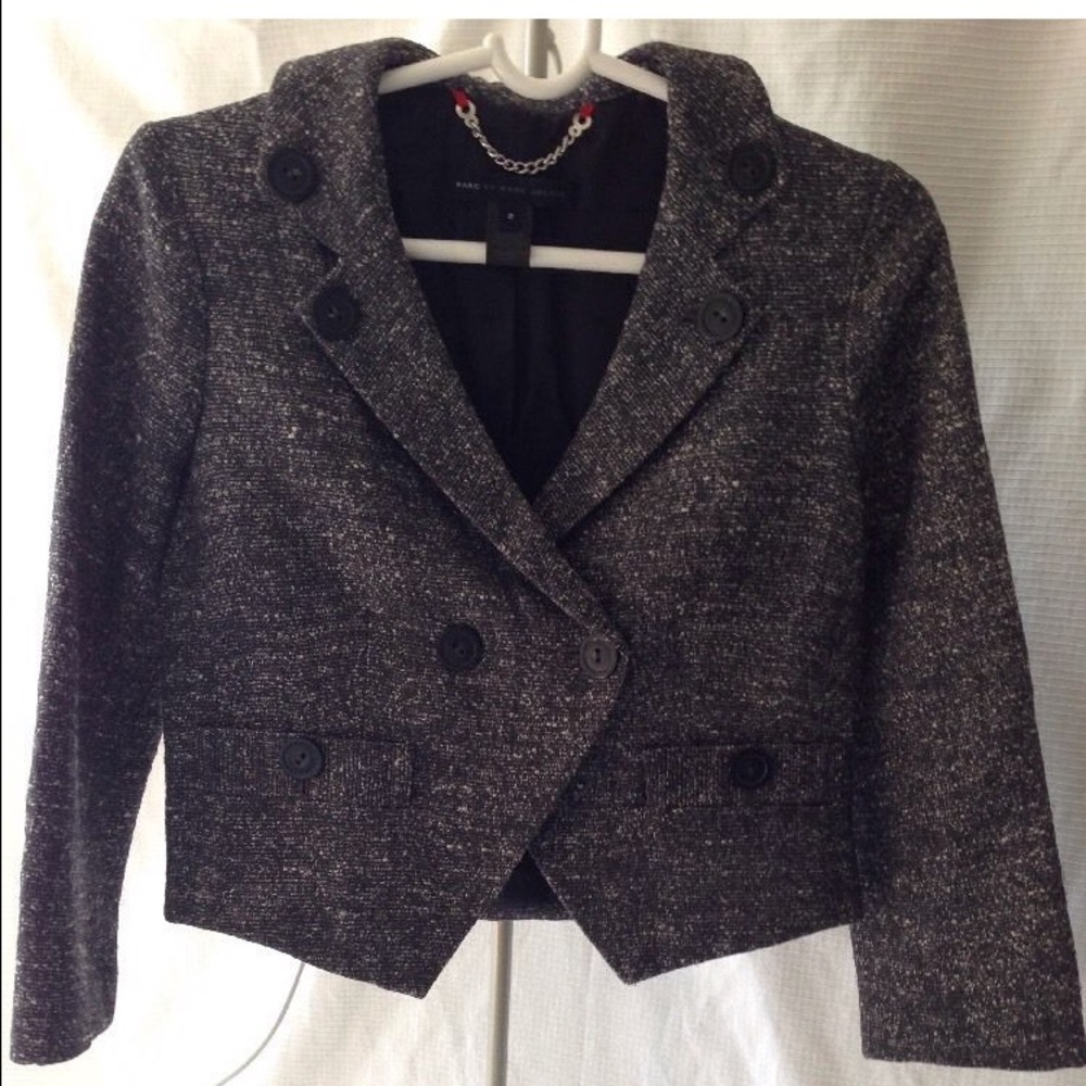 MARC BY MARC JACOBS BLACK & WHITE TWEED BLAZER Sz2