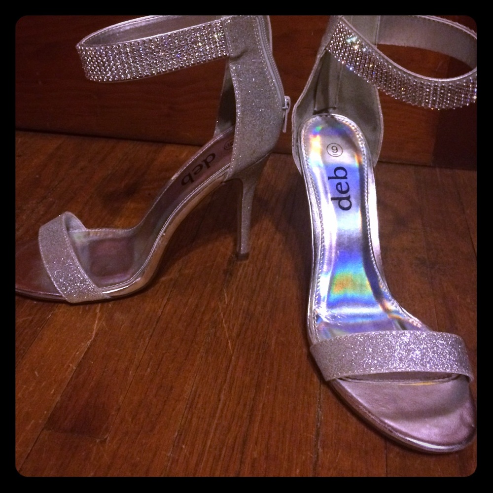 Silver, Glitter and Rhinestone High Heels.