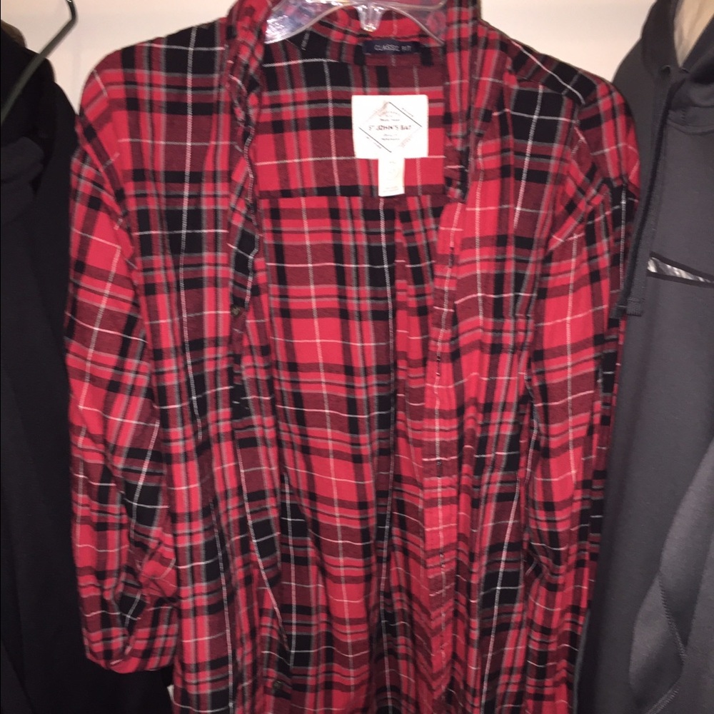 Men's Red and Black Flannel