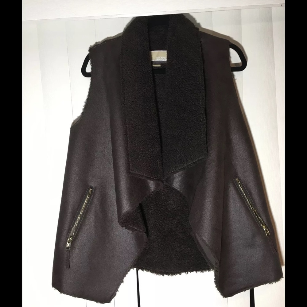 *SOLD* Michael Kors Faux Shearling Vest Brown, XS