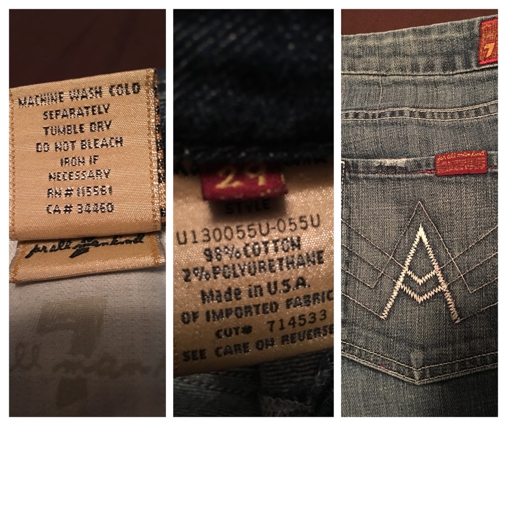 100% Authentic Seven For All Mankind Jeans - Picture 3 of 4
